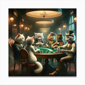 Cats Playing Poker  Canvas Print