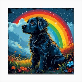 Rainbow Dog art print Canvas Print