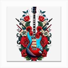 Electric Guitar With Roses 16 Canvas Print