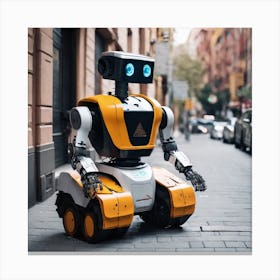 Robot In The City 3 Canvas Print