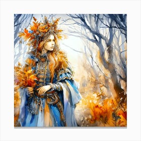 A Portrait Of A Young Woman In The Woods Canvas Print