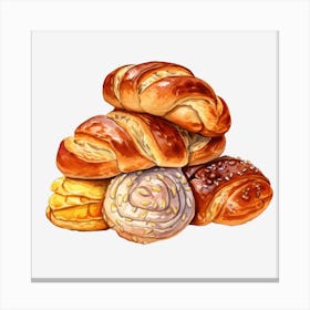 Buns And Croissants Canvas Print