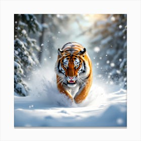 Tiger In The Snow Canvas Print