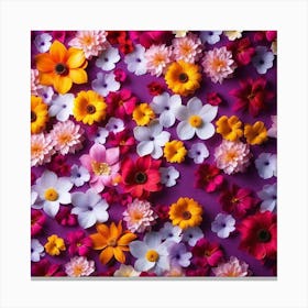 Flowers On A Purple Background 1 Canvas Print