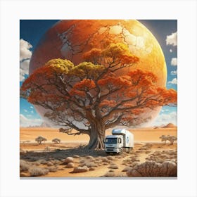 Desert Landscape With A Tree Canvas Print
