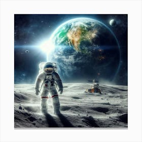 Astronaut On The Moon Canvas Print