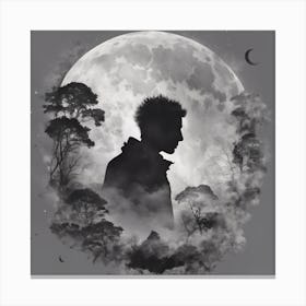 Full Moon Silhouette Canvas Print