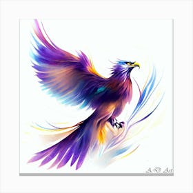 Colorful Painting of a Phoenix Design Falcon Emerging Canvas Print