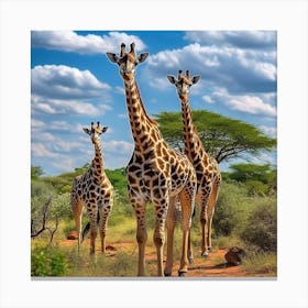 Giraffes In The Savannah Canvas Print