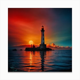 Lighthouse At Sunset Canvas Print