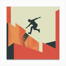 Skateboarder Jumping Off A Cliff Canvas Print