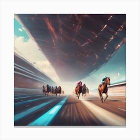 Futuristic Horse Race Canvas Print