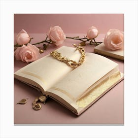 Default Minimalistic Romance Theme Pink Background Gold Engrav 1 Canvas Print