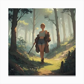 Girl In The Woods Canvas Print