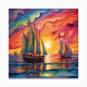 Sailboats At Sunset 22 Canvas Print