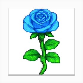 Blue Rose Pixel Art Canvas Print