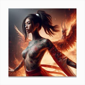 Asian Girl In Fire Canvas Print