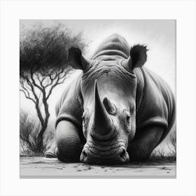 Rhinoceros drawing in charcoal 1 Canvas Print