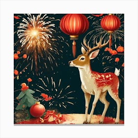 Chinese New Year Deer Canvas Print