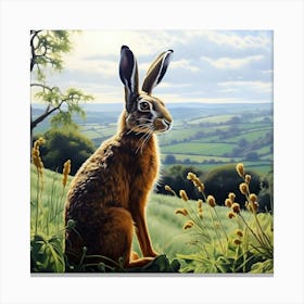 Hare In Countryside 1 Canvas Print