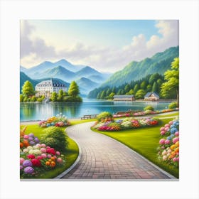 Lakeside Garden 1 Canvas Print