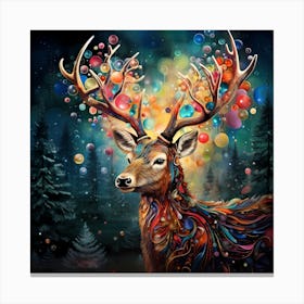 Illuminated Whispers: Fluid Christmas Deer Radiance Canvas Print