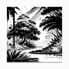 Jungle In Black And White Canvas Print