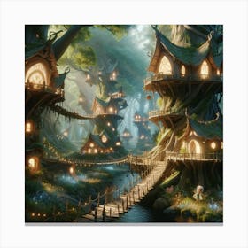 Fairy Houses In The Forest Canvas Print