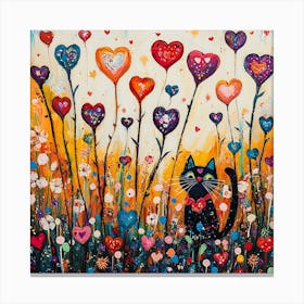 Abstract painting of a cat in a flower field 14 Canvas Print