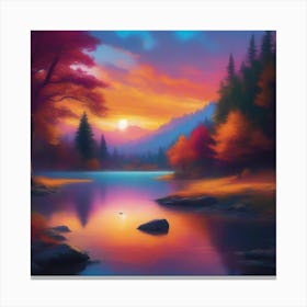 Sunset By The Lake 1 Canvas Print