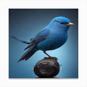 Blue Bird On Rock Canvas Print