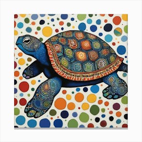 Turtle On Polka Dots Canvas Print