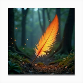 A Phoenix Feather Glowing With Magical Light In An Ancient Forest 1 Canvas Print