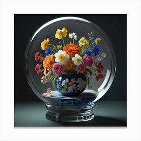 Flowers In A Glass Ball 2 Canvas Print