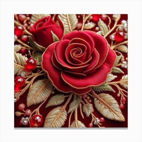 Roses embroidered with beads 3 Canvas Print