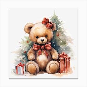 Teddy Bear With Gifts 1 Canvas Print