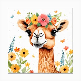 Floral Baby Camel Nursery Illustration (21) Canvas Print