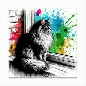 Cat On The Window Sill Canvas Print