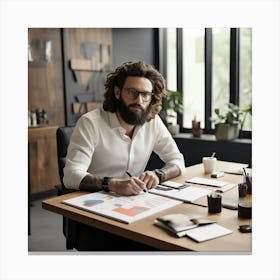 Businessman Working In Office Canvas Print