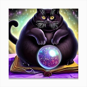 Black Cat With A Crystal Ball Canvas Print