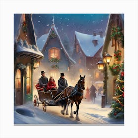 A Romantic Couple Riding In A Carriage Canvas Print