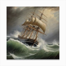 Ship In Rough Seas 1 Canvas Print