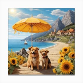 Dogs On The Beach Canvas Print