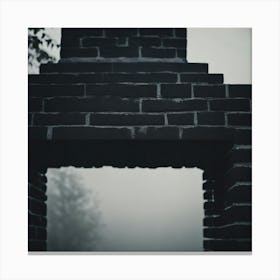 Brick Fireplace In The Fog Canvas Print