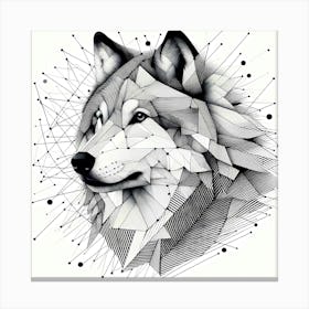 Wolf Head - Abstract Line Art Illustration 101 Canvas Print