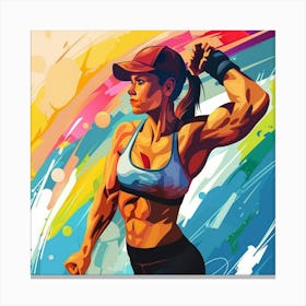 Fitness Girl Painting Canvas Print