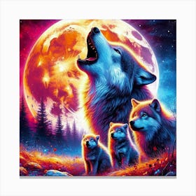 Howling Wolf with Family Canvas Print