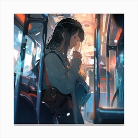 Girl In A Bus Canvas Print