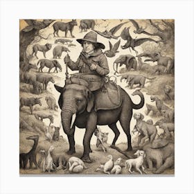 Man On An Elephant Canvas Print