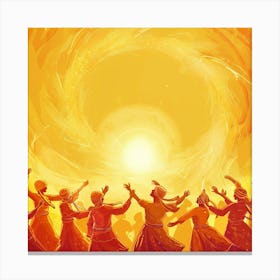 Baisakhi Banner Texture With Punjabi Dance Motif 17183 Canvas Print